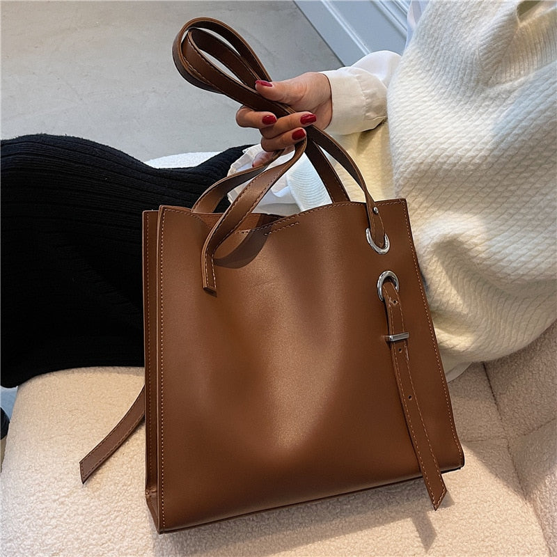 Pu Leather Women Handbags Fashion Ladies Large Capacity Shoulder Messenger Bags Designer Travel Female big Tote Bag bolsa brown