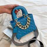 Vvsha Lattice Square Tote bag 2022 Summer New PU Leather Women's Designer Handbag Wide Shoulder strap Shoulder Messenger Bag Purses