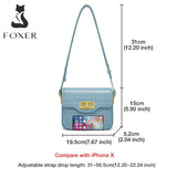 FOXER 2021 Fashion Ladies Split Leather Shoulder Bag Luxury Simple Messenger Bag Casual Crocodile Pattern Small Square Bag Girl