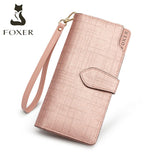 FOXER Valentine Day present Money Bag Large Capacity Ladies Card Holder Women Cow Leather Long Wallet Female Phone Luxury Purse