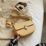 Solid color Saddle bag Armpit bag 2021 Fashion New High-quality PU Leather Women's Designer Handbag Chain Shoulder Messenger Bag