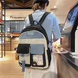DCIMOR New Waterproof Nylon Women Backpack Female Multi-pocket Contrast Color Travel Bag Lovely Small Transparent Schoolbag Girl