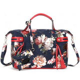 Arliwwi New Female Women Elegant Tote Handbags Synthetic Leather Flowers Shiny Large Cross Body Floral Bags For Lady PY05