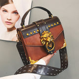 Christmas Gift Luxury Handbags Famous Brand Shoulder Bags Designer Female Lion Head Lock Women PU Leather Messenger Crossbody Bags Clutch Sac