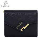 BAFELLI women genuine leather short wallet simple hasp money clip women business black wallets famous brands women wallet
