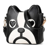 Fashion new handbags High quality PU leather Women bag Black and white hit color Sweet girl printing Dog Shoulder Female bag