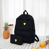 Back to School Vvsha Moon Wood Women's Yellow Backpack Canvas Printed Heart Backpack Korean Style Students Travel Bag Girl School Bag Laptop Backpack
