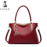 FOXER Brand Women Cow Leather Handbag Female Elegant Totes High Quality Lady Shoulder Bag Large Capacity Stylish Commuter Bag