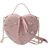 Vvsha 2022 Summer New Heart-shaped Handbag Quality PU Leather Women's Designer Handbag Lace Flower Tote Chain Shoulder Messenger bag