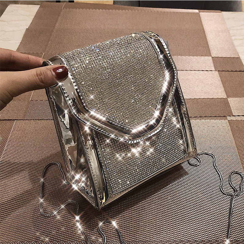 Christmas Gift Diamond Square bag 2021 Summer Fashion New Quality PU Leather Phone bag Women's Designer Handbag Chain Shoulder Messenger Bags