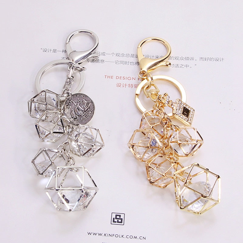 Creative Personality Geometric Key Chain Fashion Keychain Bag Charm Pendant Car Keyring Couple Key Ring Wholesale Drop Shipping