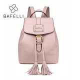 BAFELLI small backpack Genuine Leather drawstring tassel pink mochilas mujer travel bag teenagers girls school backpack women