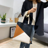 Women Shoulder Bag Soft PU Leather TopHandle Bags fashion panelled Ladies Big Tote Women's Handbags Shopping Bag bolsa feminina