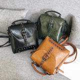 Multifunctional Rivet Backpack For Women shoulder bag Small PU Leather bagpack for girls schoolbag female hand bag black Daypack