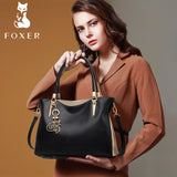 FOXER Brand Women Cow Leather Handbag Female Elegant Totes High Quality Lady Shoulder Bag Large Capacity Stylish Commuter Bag