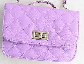 Back to College Fashion new handbags High quality PU leather Women bag Candy-colored sweet girl lattice Shoulder bag Lock Stereotypes Female bag