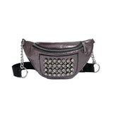 Vvsha Women Chest bag Street Rhinestones Rivets Fanny Pack Waist Belt Bag Female Crossbody bag Pouch Bags Mini Purse wallets