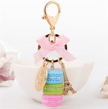 Creative Macarons Cake Keychain LADUREE Effiel Tower Ribbon Key Chain Ring Women Handbag Bag Charm Fashion Trinket Wholeasle