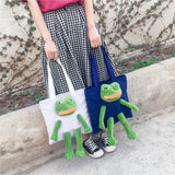 Christmas Gift Sad Frog Japanese And Korean Cartoon Art Personality Canvas Bag Cute Plush Doll Portable Messenger Bag Girls Handbag