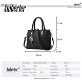 Amberler Large Capacity PU Leather Handbags Women Fashion Shoulder Crossbody Bag Luxury Designer Tassel Casual Female Tote Bag