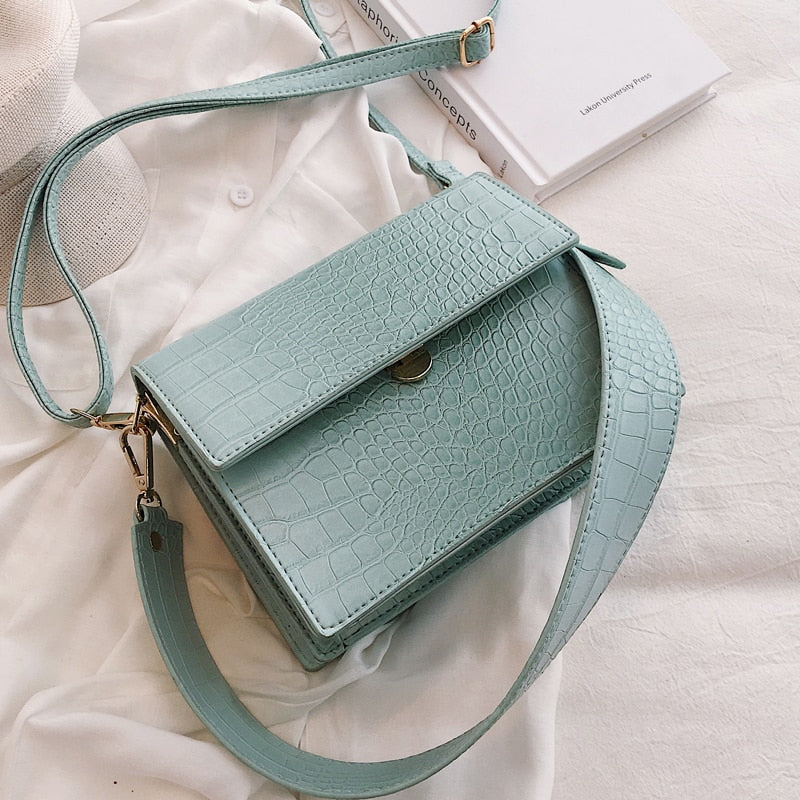 Christmas Gift Luxury Brand Female Flip Square Bag 2020 New Quality Leather Women's Designer Handbag Crocodile pattern Shoulder Messenger Bags