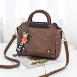 Women's PU Small Square Bag Travel Quality Messenger Bag PU Fashion Shoulder Casual Quality Bag Bear Pendant Sweet Messenger Bag