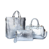 Vvsha Amberler Fashion PU Leather Women Handbags Luxury Designer Crocodile Pattern 3 Pieces Sets Shoulder Bag High Quality Tote Bags