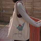 Vvsha Women Corduroy Shoulder Bag Ladies Embroidery Canvas Shopping Bags Female Eco Cotton Cloth Handbag Foldable Tote Large Capacity