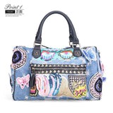 Christmas Gift Rock Style Fashion Totes Women Denim Handbags Casual Shoulder Bags Vintage Demin Blue Top Handle Bags Bolsa Large Travel Bags