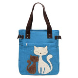 Vvsha Ladies' Canvas Bag Women Shoulder Bags Female Cute Cat Handbag Casual Totes Lady College School Books Bag Shopping Bag For Girls