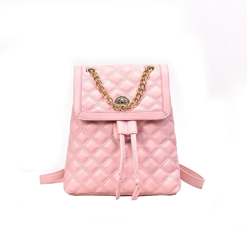 Designer Pu Leather Backpacks Women High Quality Ladies Shoulder Bag High Quality School Bags for Teenage Girls Chain Travel Bag