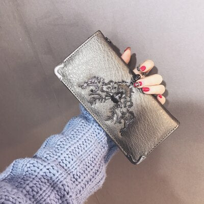 Christmas Gift DORANMI Long Wallet Vintage Women Simple Purse Coin Bags Clutch For Female Vintage Thin Purses NPJ075