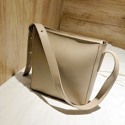 Christmas Gift Fashion Pu Leather Composite Bags For Ladies Casual Solid Large Capacity Bucket Bags For Women Simple Vintage Messenger Bags New