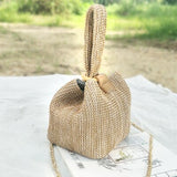 Vvsha Brand Straw Bags for Women Beach Bag Personality Crossbody Lock Handbag Lady Vintage Handmade Knit Fashion Shoulder Bag