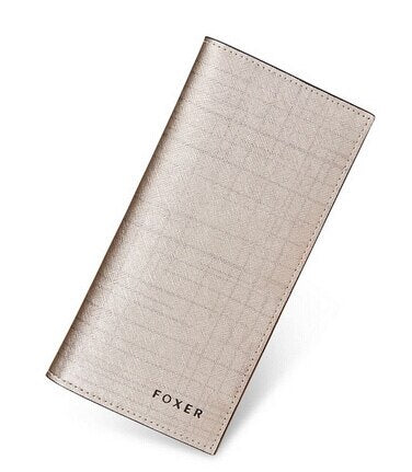 FOXER Women Cow Leather Long Wallet Fashion Classic Cellphone Bag for Female Designer Ladies Purse Large Capacity Card Holder