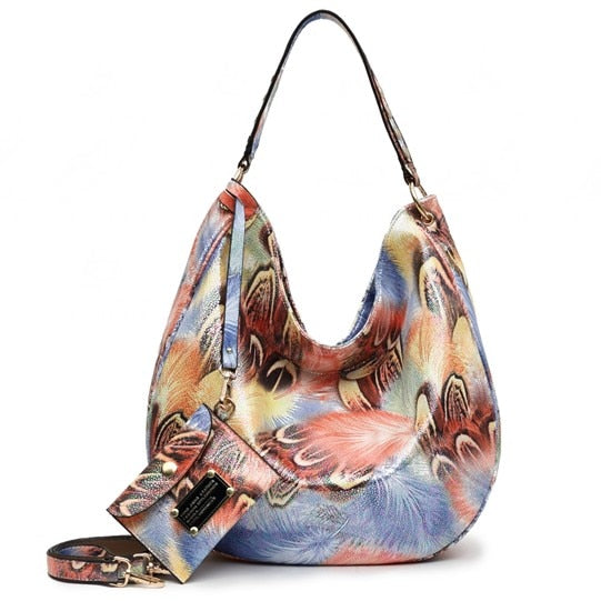 Arliwwi Brand Elegant Shiny Women Handbags Hobos Rainbow Shoulder Bags Female Big Tote Colorful Feature Cross body Bag PY02