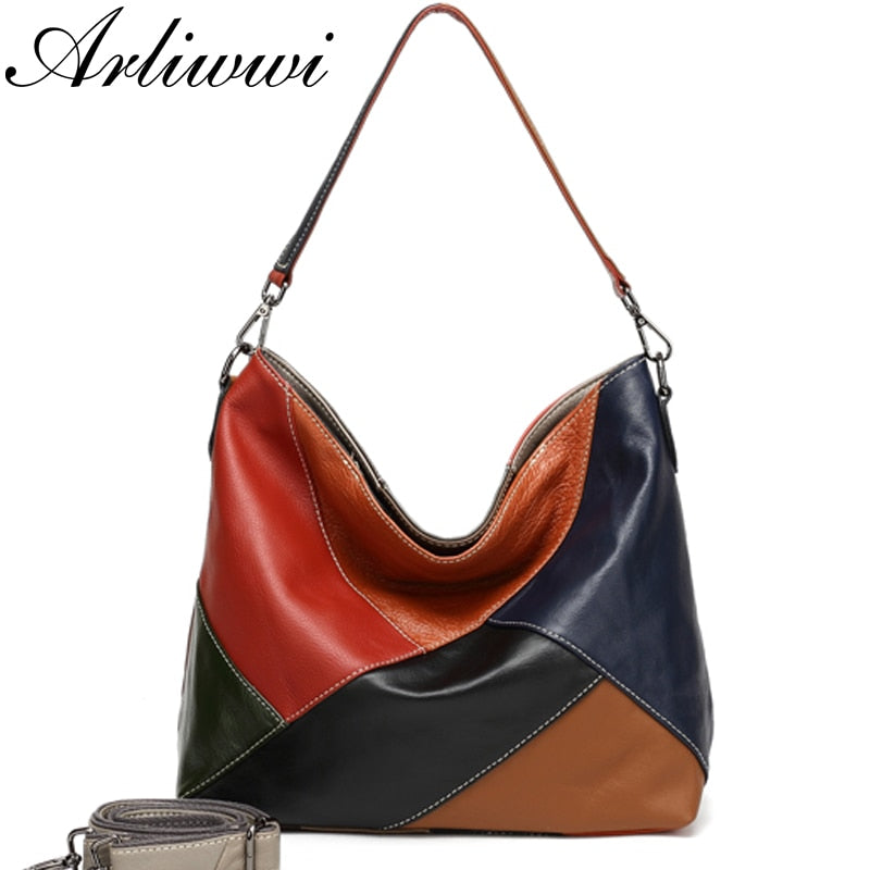 Arliwwi 100% Real Cow Leather Designer Women Shoulder Handbag Extra Soft Cowhide Genuine Leather Bags GS01