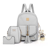 Women PU Leather Backpack Rivet Small School Bags For Teenage Girls Fashion Tassel Shoulder Bag High Quality Female Travel Bag