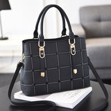 PU Leather Large Capacity Woman Handbag Grid Shoulder Bag Fashion Casual Luxury Designer Crossbody Bag Ladies Purse Bag Mama Bag