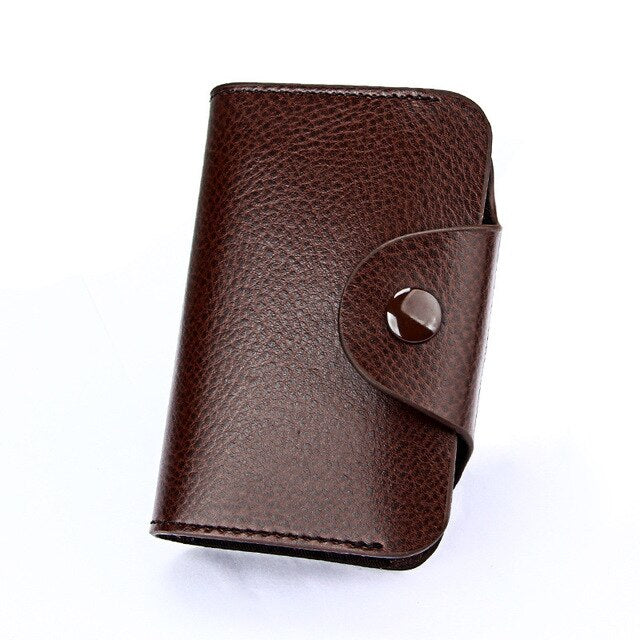 Genuine Leather Men Business Card Holder Wallet 15 Bits Card Case Bank Credit Card Case ID Holders Women Cardholder Porte Carte