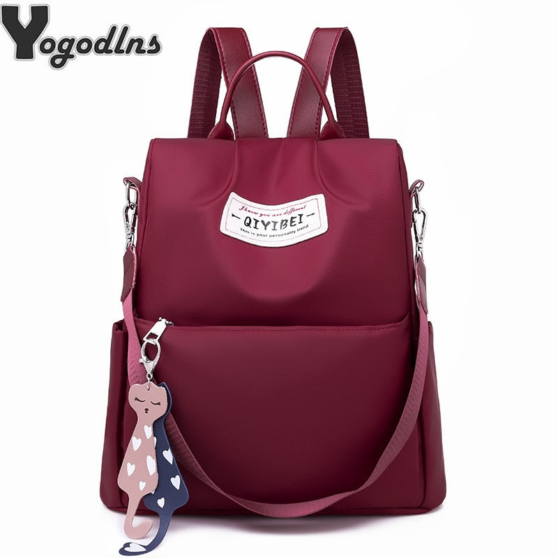 High Quality Oxford Backpack for Women High Capacity Anti-theft Zipper Travel Large Daypack cute pendant Rucksack Multi-use Bags