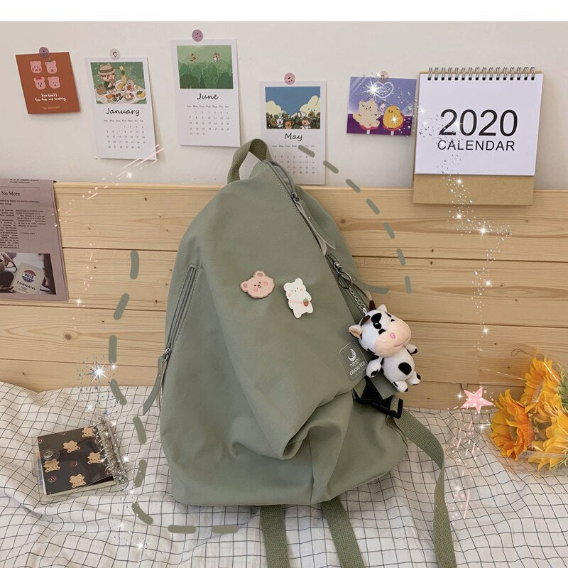 Canvas Backpacks Women Waterproof Simple Students Daily Ulzzang Fashion All-match School Bags Teenager Cute Big Capacity Fresh