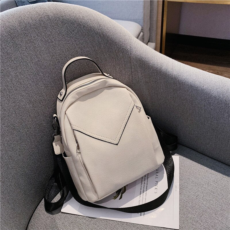 Christmas Gift Solid Color PU Leather Backpacks For Women 2020 Fashion Female Small Backpack Lady Back Pack For School Teenagers Girls