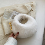 Fashion Luxury Faux Fur Half Moon Women's Handbags Designer Lady Hand Bags Fluffy Soft Plush Warm Winter Clutch Shoulder Bags