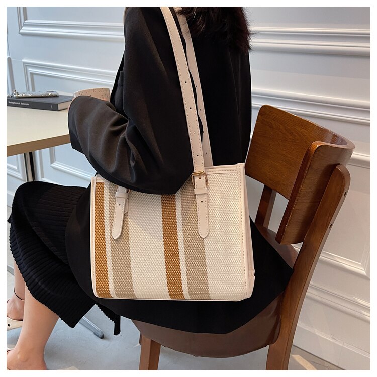 Stripe Shopper Crossbody Shoulder Bags for Women 2021 New Arrival Designer Trends Female Casual Shopping Handbags Totes