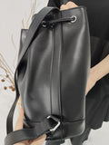 Christmas Gift [EAM] Women New Retro Drawstring Bucket PU Leather Flap Personality All-match Crossbody Shoulder Bag Fashion Tide 2021 18A2918