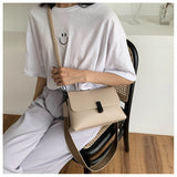 Vvsha Wide strap Shoulder bags for women Crossbody Bags 2022 Solid Color Lady messenger Bag Small PU Leather Ladies Handbags white