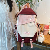 Back to College 2021 New Casual Women Morandi Color Backpacks Patchwork Female Large Capacity Travel Bag Waterproof Schoolbag for Teenager Girls