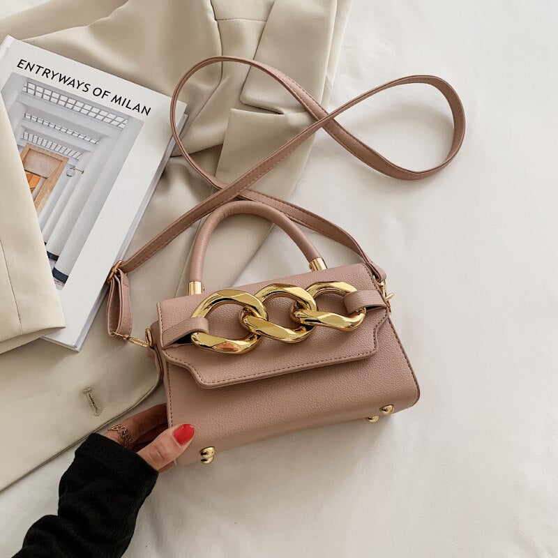 Luxury Small Thick Chain Designer Tote 2021 PU Leather Crossbody Bags with Short Handles Women's Shoulder Purses and Handbag
