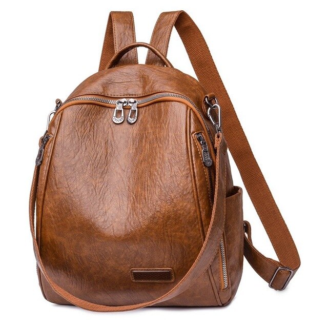 Women's backpack soft leather girl school bag luxury brand travel backpack large capacity shoulder bag 2021 summer new beige